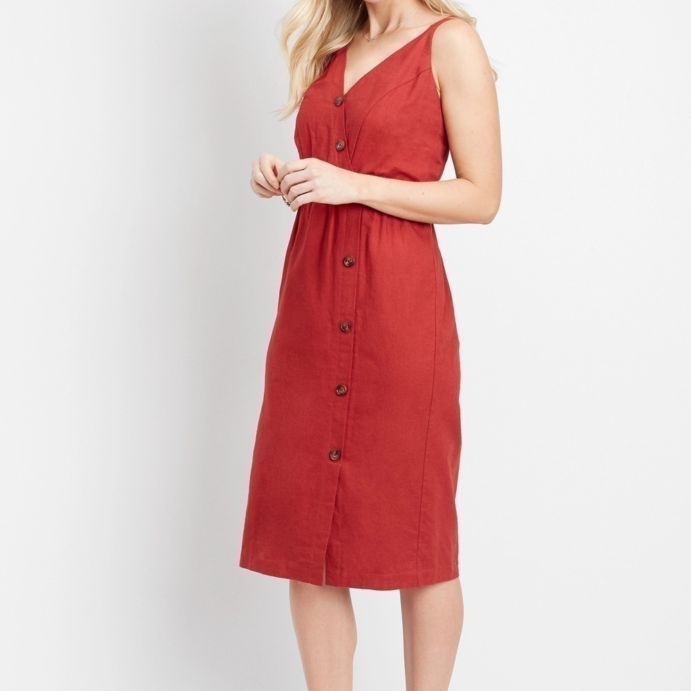 NWT Maurice’s Red Button Down Sleeveless Dress Size Small